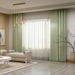 Solid Light Green Curtain Modern Silk Imitation Curtain Living Roo___